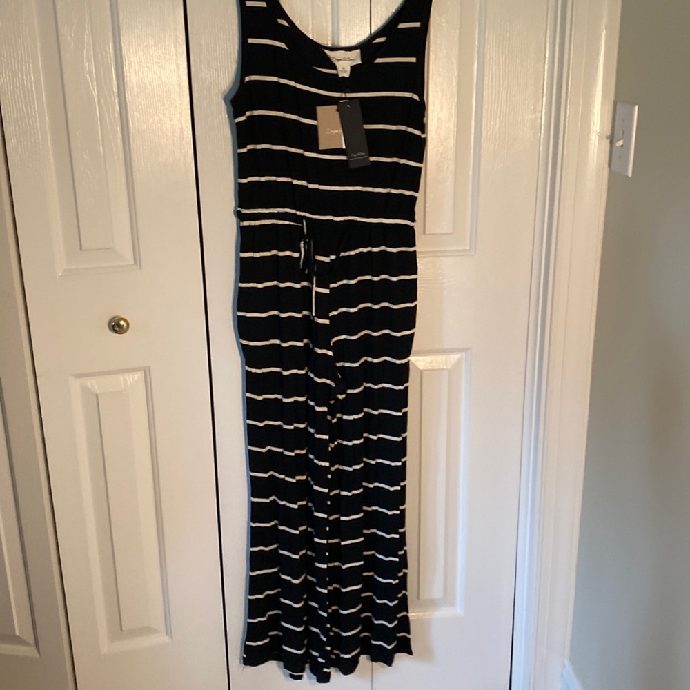 NWT Sugar & Cream Black with White Stripes Jumpsuit